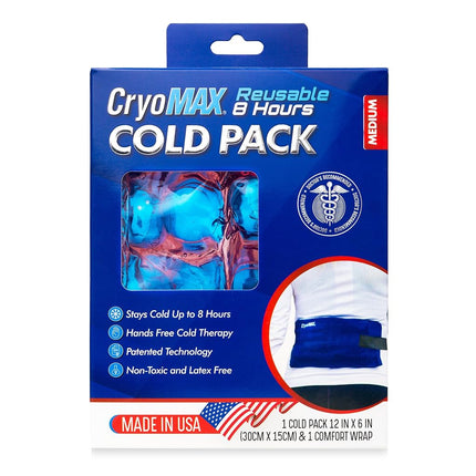 CryoMAX Cold Pack, 8 Hour Reusable Cold Therapy Ice Pack for Elbows, Knees, Neck + More, Medium, 6" x 12" (1 Count)