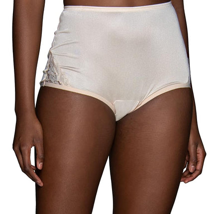 Vanity Fair Women's High Waisted Underwear, Full Coverage Ladies Panties, Perfectly Yours Briefs, Nylon Lace - Fawn, 10