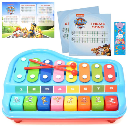 Paw Patrol 2 in 1 Baby Piano Xylophone Toy for Kids Toddlers Girls Boys Musical Instrument with Multicolored Keys Keyboard Sheet Music Two Mallets