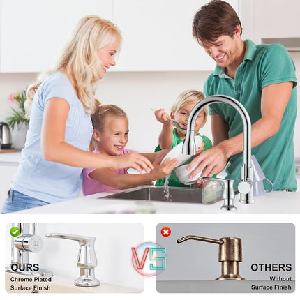 GAGALIFE Kitchen Sink Soap Dispenser Chrome, Under Sink Soap Dispenser with 40" Silicone Extension Tube, Say Goodbye to Frequent Refills
