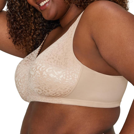 Playtex Women's Wireless, 18 Hour Plus-Size Bras Available, Ultimate Lift, Moisture-Wicking, Single Or 2-Pack, Opaque, Almond Animal, 40DD