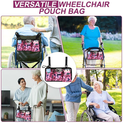 Wheelchair Side Bag, Wheel Chair Armrest Pouch Accessories with Cup Holder