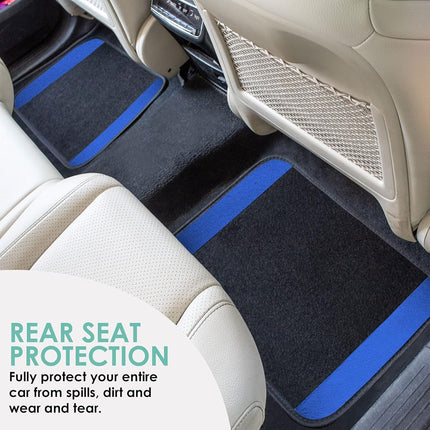 FH Group F14407BLUE Universal Fit Premium Carpet Blue Automotive Floor Mats fits most Cars, SUVs, and Trucks with Driver Heel Pad, Full Set