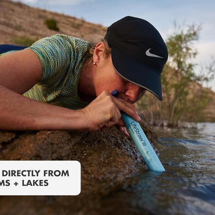 Filtre à eau individuel LifeStraw pour la randonnée, le camping, les voyages et la préparation aux situations d'urgence, paquet de 5, bleu