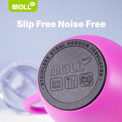 Mollcity 12 oz Tumbler with Handle and Straw-2 Pack Stainless Steel Double Wall Vacuum Insulated Tumbler Cup with Lid-Reusable Metal Travel Cup Leak Proof and BPA Free (Purple-Hot Pink)