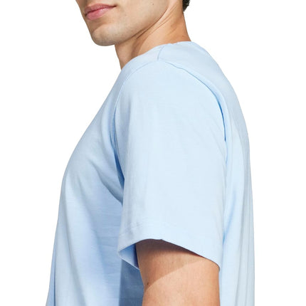 Adidas Mens Essentials Small Logo Single Jersey T-Shirt, Blue/Black, XX-S