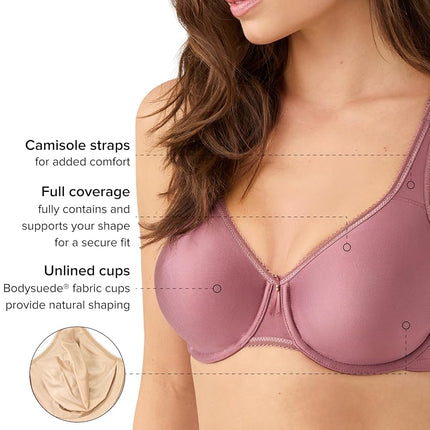 Wacoal Women's Basic Beauty Unlined Underwire Full Coverage Bra, 855192, Rose Brown, 34D