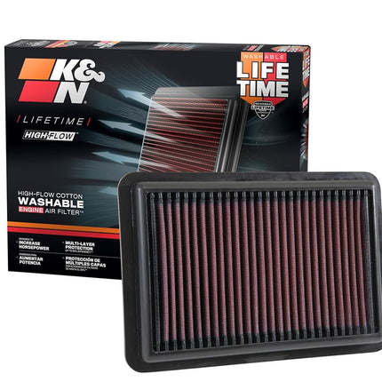 K&N Engine Air Filter: High Performance, Premium, Washable, Panel Filter: 2017-2019 (Elanta, i30, Kona, Veloster, Cee d, Forte), 33-5050