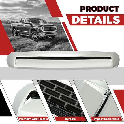 HECASA Front Hood Bulge Chrome Molding Upper Grille Bumper Silvery Platinum Style Compatible with 2014-2021 Toyota Tundra Hood Scoop Replacement for 761800C030 TO1231102 REPT133702