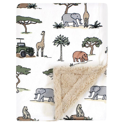 Hudson Baby Unisex Baby Plush Blanket with Furry B