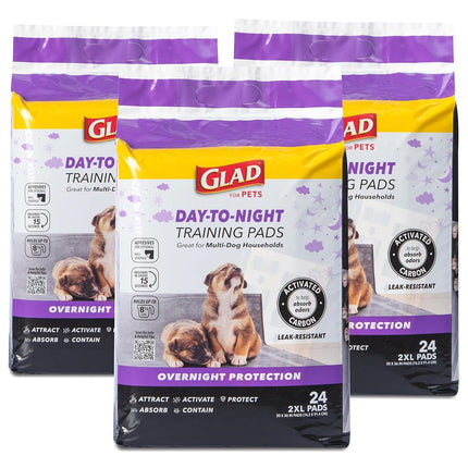 Glad Giant Sized Activated Carbon Puppy Training Pads, Super Absorbent & Leak Proof, 72-Count