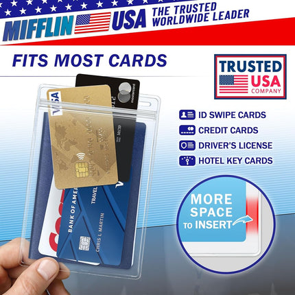 MIFFLIN 4x6 Passport Holders, Waterproof Extra Large ID Badge Holder 250 Clear