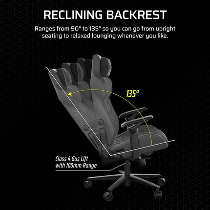 Corsair TC500 LUXURY Gaming Chair Breathable Textile � Wide Seat � Five-Way Armrests Adjustable � 90-160 Degree Tilt � Adjustable Lumbar Support � Shade