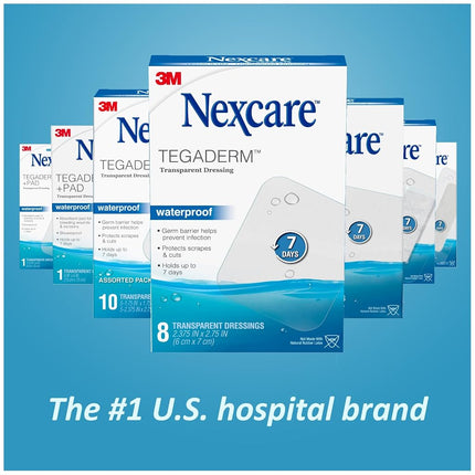 Nexcare Tegaderm Waterproof Transparent Dressing 60.3mm x 69.8mm (Pack of 8)