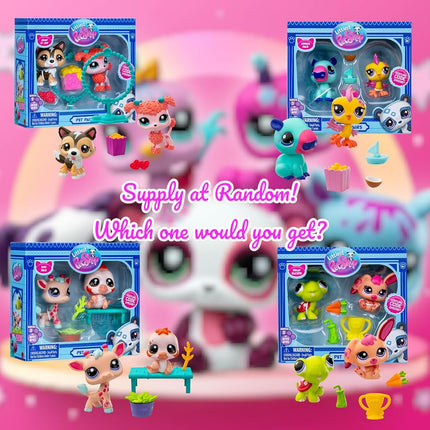 Littlest Pet Shop Series 2 Pet Pairs 2 Pack (ONE SUPPLIED AT RANDOM) | Each Contains 2 LPS Mini Pet Toys 3 Accessories 1 Collector Card And 1 Virtual Code | Collectable Toys For Girls And Boys
