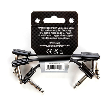 MXR Jim Dunlop (3PDCISTR03, 1/4-Inch Right Angle Ribbon TRS Patch Cable 3 in|7.6 cm-3 Pack (3PDCISTR03R)