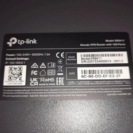 TP-Link Omada VPN Router with 10G Ports (ER8411) - Omada SDN Centralized Management, Two 10GE SFP+ Ports, Up to 10 WAN Ports, SSL/IPSec/OpenVPN/PPTP/L2TP VPN, Load Balance