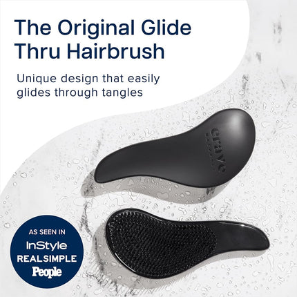 Crave Naturals Glide Detangler Hair Brush - Perfect Tangle Teezer for Curly Hair, Straight Hair, Wet or Dry, and a Great Stocking Filler - Detangle Hair Brush for Women, Men, and Kids - Black