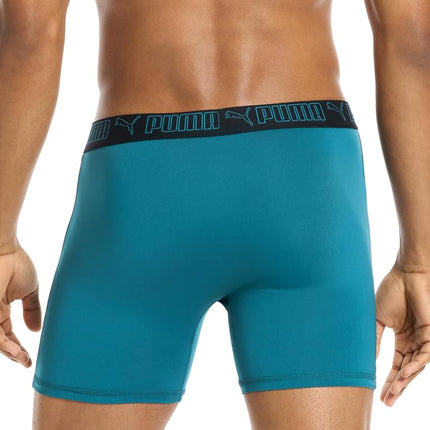 PUMA Men's 5 Pack Performance Boxer Briefs, Blue/Green/Black, M