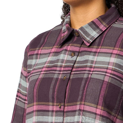 Dickies Womens L/S Plaid Shirt-Plus, Plum Perfect, 1 Plus