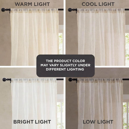 French Connection – Charter Crushed, Window Curtain, Set of 2 Panels, Semi Sheer, Modern Home Décor, Drapes for Living Room, Dining Room, Bedroom, Dorm, Measures 50”x 84”, Natural