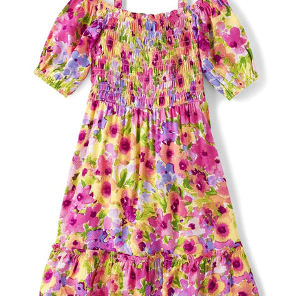 The Children's Place Girls' Short Sleeve Fashion Dress, Madalyn Floral Cold Shoulder, X-Large