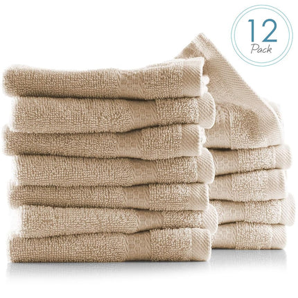 Hearth & Harbor 100% Ring Spun Cotton Washcloths 12 Pack - Washcloth for body and face, High Absorbent and Soft 33x33 cm Body Wash Cloth, Quick Dry - Black Washcloths