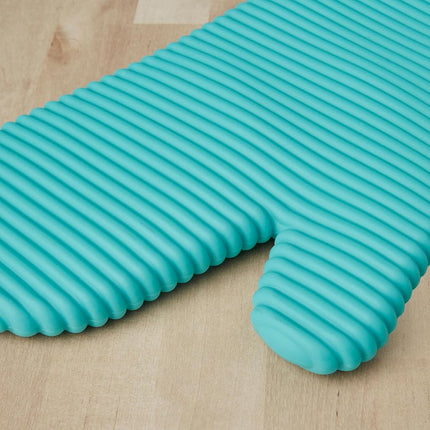 KitchenAid Ribbed Soft Silicone Oven Mitt Set, 7"x13", Aqua Sky