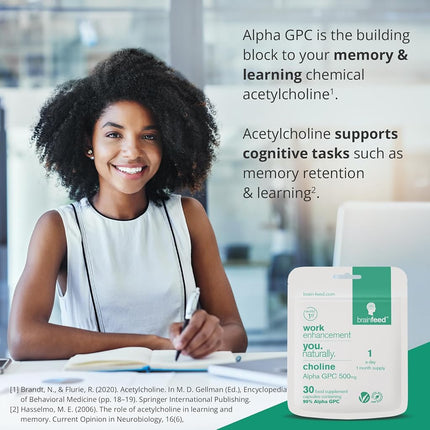 99% Alpha GPC (Fermented Source) 500mg | Nootropic for Acetylcholine (60)