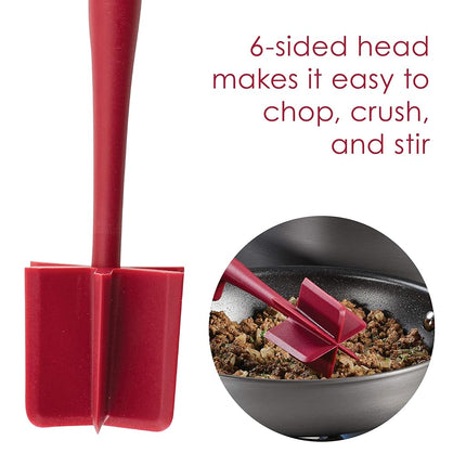 Rachael Ray Tools and Gadgets Lazy Crush & Chop, Flexi Turner, and Scraping Spoon Set/Cooking Utensils - 3 Piece, Red