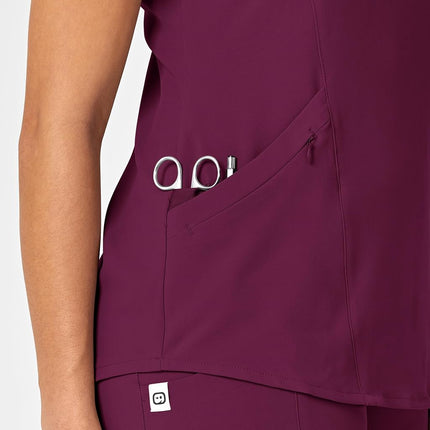 WonderWink Renew Women's V-Neck Scrub Top, Wine, X-Small