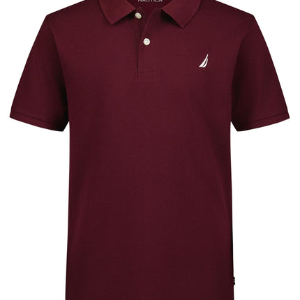 Nautica Boys' Short Sleeve Anchor Polo, Burgundy, 