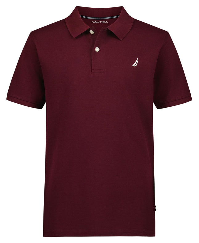 Nautica Boys' Short Sleeve Anchor Polo, Burgundy, 