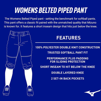 Mizuno Women's Women's Mizuno Women s Belted Piped Pant Black White, Black-white, UK