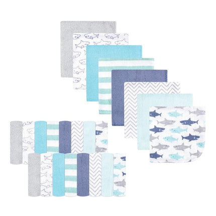 Hudson Baby Lote de toallitas de rayón de bambú unisex para bebé, Tiburones, Talla única