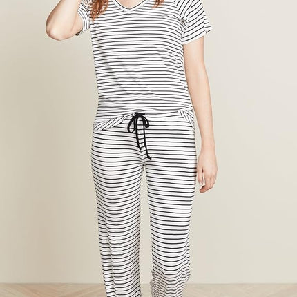 PJ Salvage Women's Basics Lounge Pant Pajama Bottom, Rayon Stripe, Large