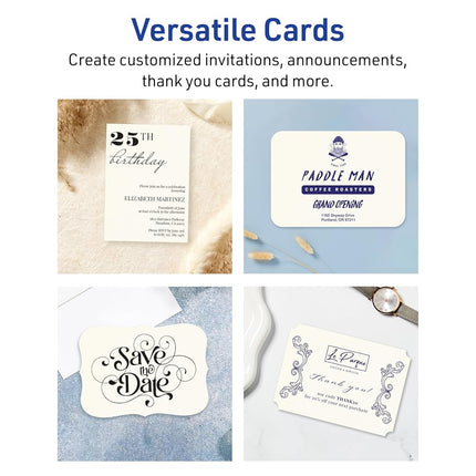 Avery Printable Rectangle Cards with Scalloped Edges, 5" x 7", Matte Ivory Cardstock, Laser & Inkjet Printable, 100 Total, Great for Invitations, Thank You Messages, and More