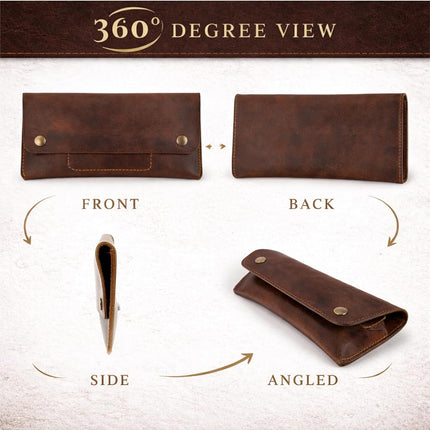 The Antiq Leather Currency Pouch, Currency Organiser, Dollar Bills Holder, Bills Organizer, Money Envelope with Mobile Pocket, Money Bag for Men and Women (Brown)