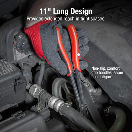 11" Long Reach Straight Pliers Set, 90° Bent Nose Pliers, 45° Bent Nose Pliers, 20° Bent Nose Pliers, 4Piece