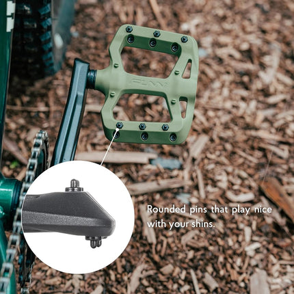 Funn Taipan S Plastic MTB Flat Pedals, CrMo Axle (Green)