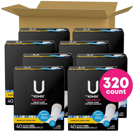 U by Kotex Curves Regular Liners, Unscented, 40 Count (Pack of 8)