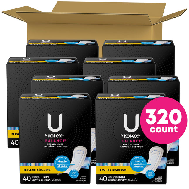 U by Kotex Curves Regular Liners, Unscented, 40 Count (Pack of 8)