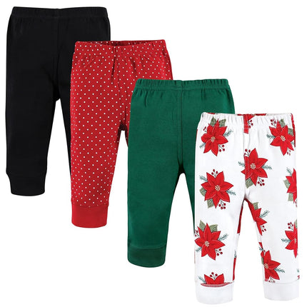 Hudson Baby Baby Girls' Cotton Pants and Leggings, Poinsettia, 5T
