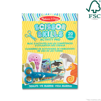 Melissa & Doug Sea life scissor skills activity book, Activities pad of mazes, puzzles, animals, Sequencing activities, Developmental Activities, Motor Skills, 4,5,6 Years, Gift for Boy or Girl