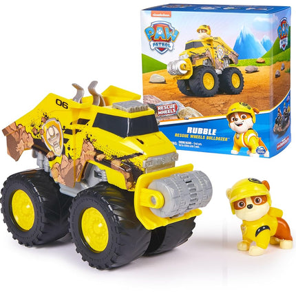 Paw Patrol: Rescue Wheels Rubble’s Bulldozer, Toy Truck with Vehicle Transformation and Collectible Action Figure, Kids’ Toys for Boys & Girls Ages 3+