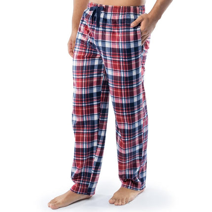 Pantalón de pijama IZOD de forro polar microsuede para hombre, a cuadros rojos, XXL