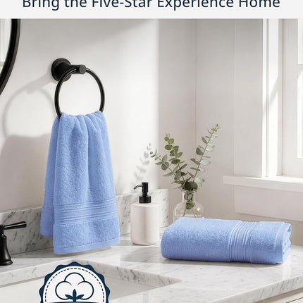 Lane Linen 100% Cotton Hand Towels for Bathroom - 6 Piece Set (16" x 28"), Soft and Highly Absorbent Hand Towels for Bathroom, Hotel & Spa, Perfect Bathroom Hand Towels for Daily Use - Cerulean Blue