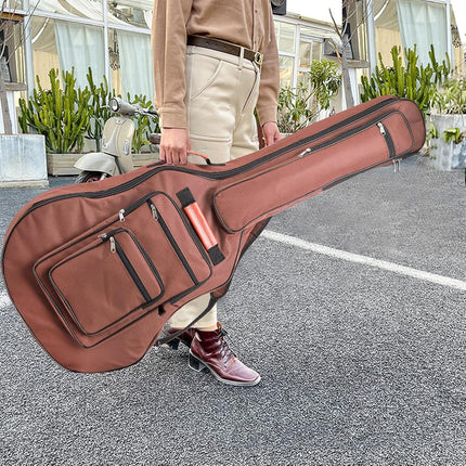 Bekith Acoustic Guitar Bag 40 41 42 Inches, 6 Pockets Guitar Case Waterproof Oxford Cloth Thick Sponge Pad, Dual Adjustable Shoulder Strap Soft Guitar Case Gig Bag, Brown