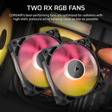 Corsair iCUE LINK TITAN 240 RX LCD Liquid CPU Cooler – 240mm AIO – Low-Noise – FlowDrive Cooling Engine – Intel LGA 1851/1700, AMD AM5/AM4 – 2x RX120 RGB Fans – iCUE LINK System Hub Included – Black