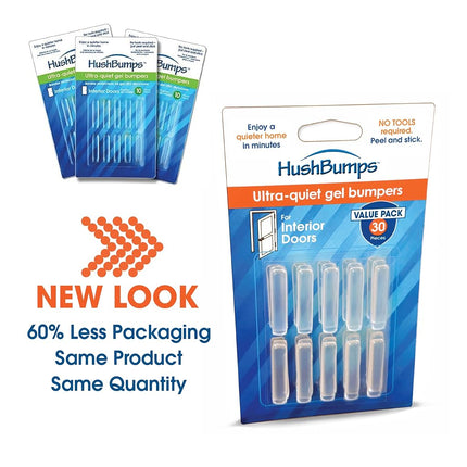 HushBumps Ultra-Quiet Bumpers for Interior Doors 3-Pack. Polymer Gel Provides Superior Noise Reduction. Just Peel & Stick. No Tools Required. Provides Soft and Quiet Close. 30 pcs.